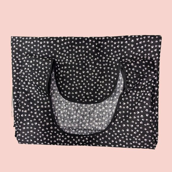 Black Reusable & Foldable Shopping Bag Paws Print - Picture 4 of 6
